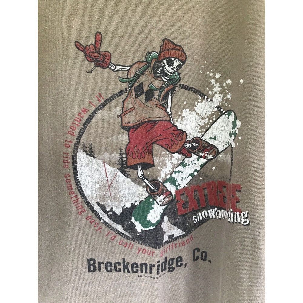 Y2K 90s SKI SHIRT Lg Breckinridge Co. Skull-Out House Designs Snowboarder RARE